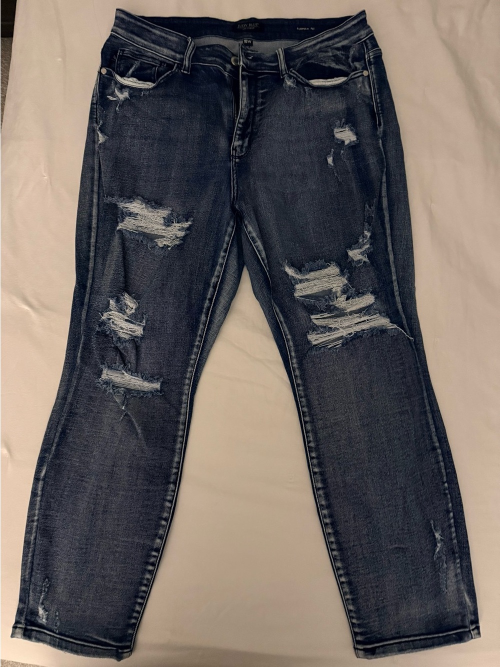 Judy Blue Dark Blue Distressed Boyfriend Jeans